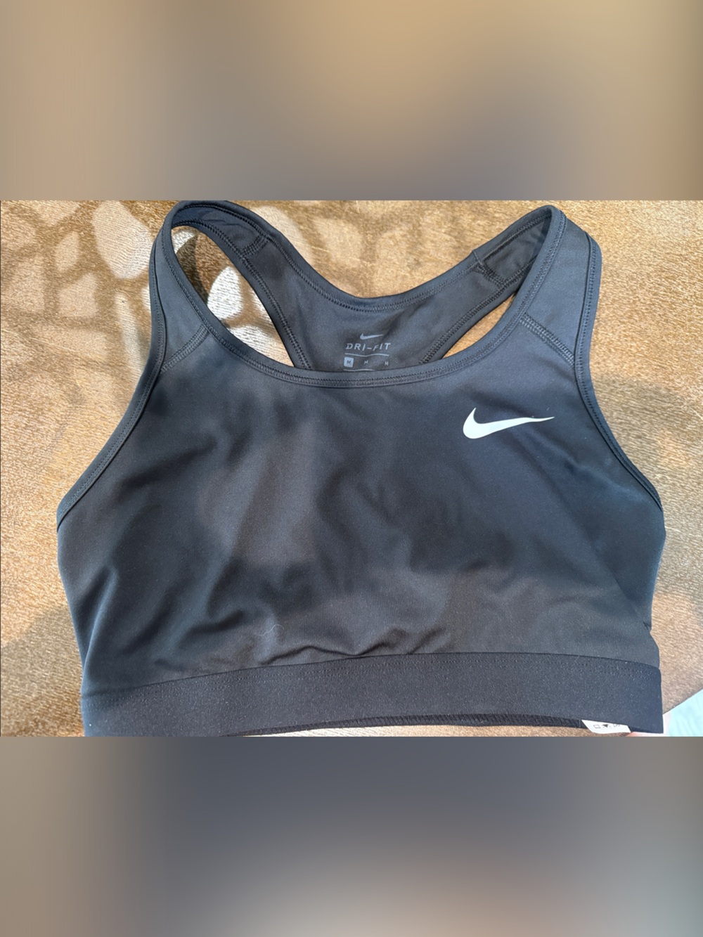 Nike Black Racerback Dri-FIT Sports Bra with White Swoosh